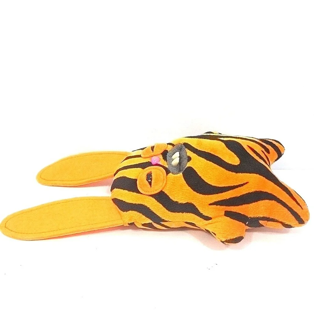 Fugglers Funny Ugly Monster Rabbit Plush Orange Tiger Stripe Human Teeth 12
